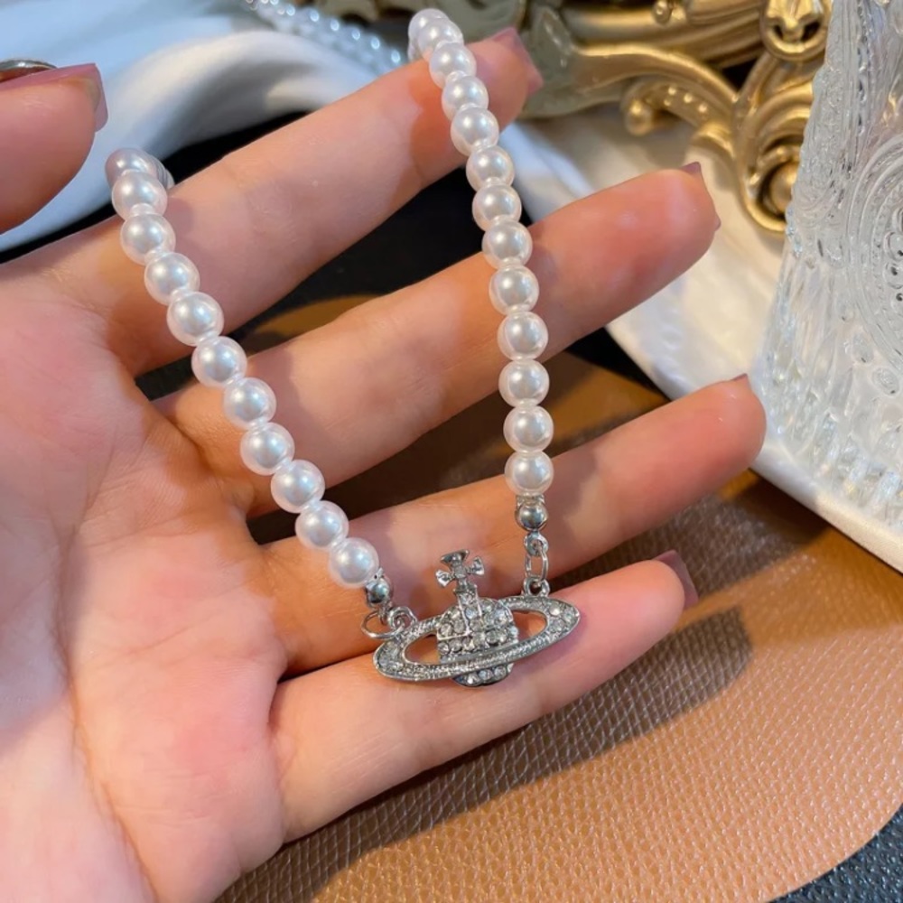 🌟 Trendy Simulated Pearl Two Tone Chain Necklace